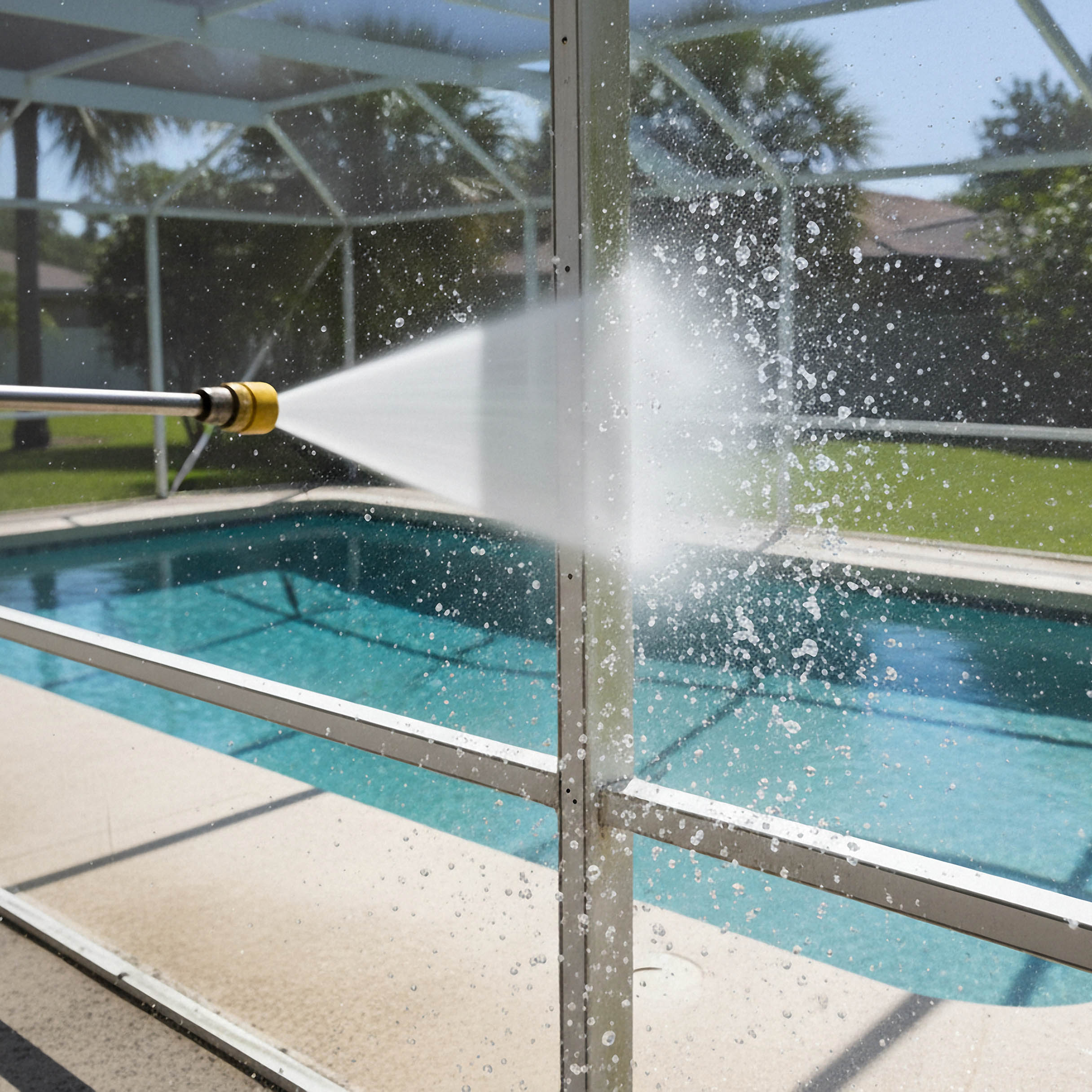 Pool Enclosure Soft Pressure Wash